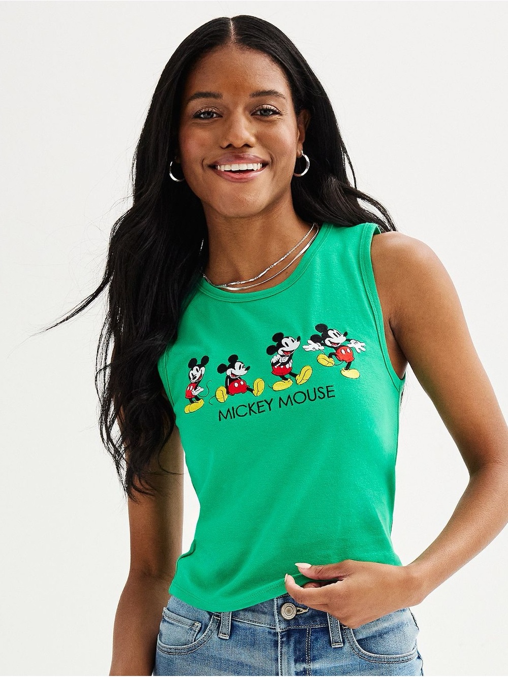 Disney's Mickey Mouse Juniors Graphic Cropped Tank Top